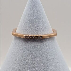 Pandora Rose Gold Geometric Hexagon Crystal Stacking Ring ALE MET 58 Size 8.5